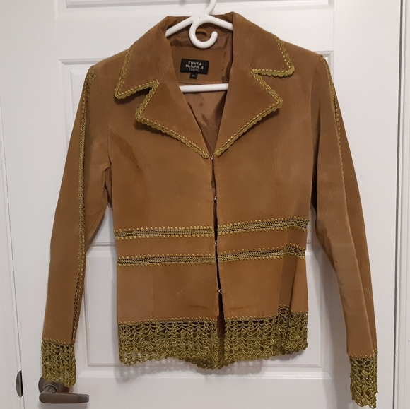 Vintage Costa Blanca Tan Suede Fringe Leather Jacket Size M - Picture 3 of 9